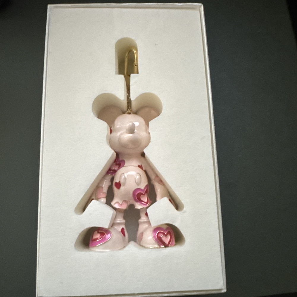 Baublebar Disney RARE Pink Mickey Mouse Red Hearts Keychain Bag Charm NEW